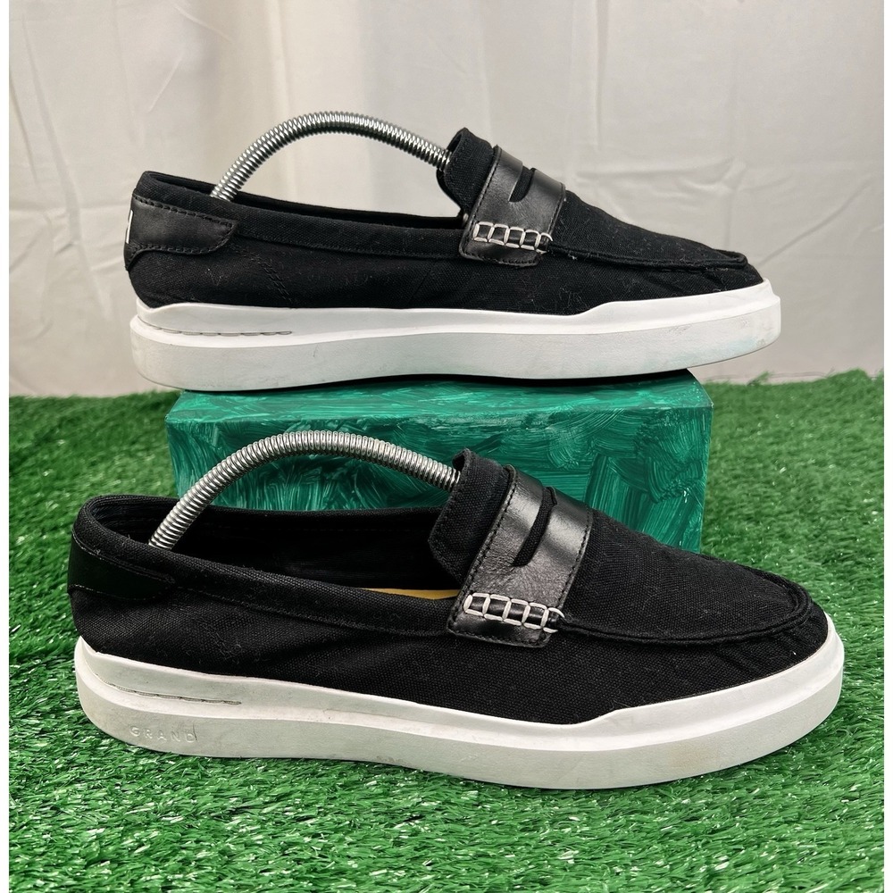 Cole Haan SZ 9.5 Men's Grand 360 Black Canvas Slip-On Loafers Shoes C34765